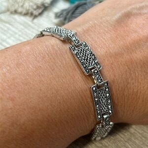 Silver Etched Statement Bracelet